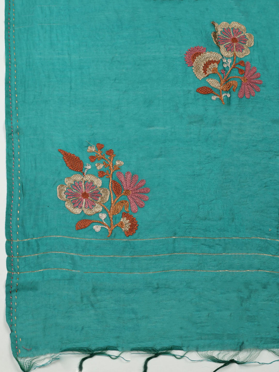 Embroidered Cotton Blend Unstitched Suit With Pant &amp; Dupatta