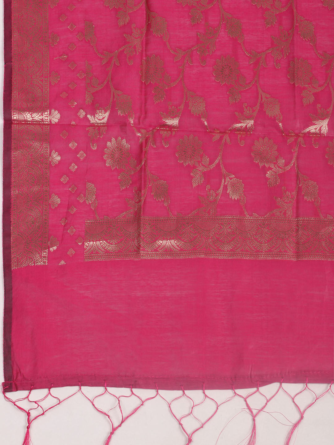 Woven Design Chanderi Unstitched Suit With Pant &amp; Dupatta