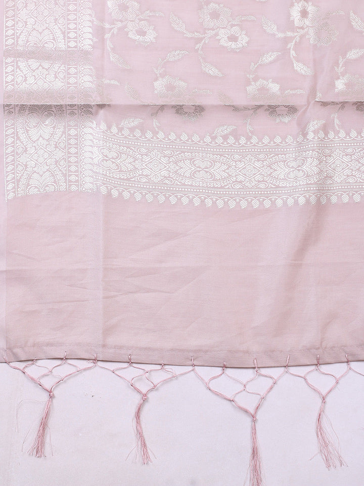 Woven Design Chanderi Unstitched Suit With Pant &amp; Dupatta