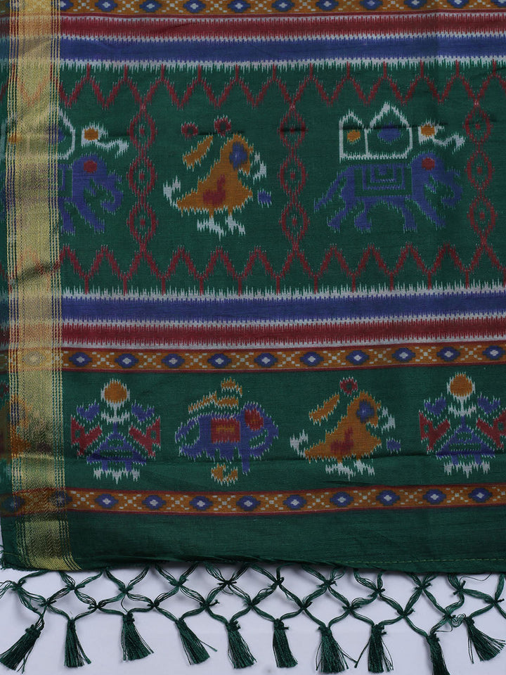 Woven Design Art Silk Unstitched Kurta With Pant &amp; Dupatta