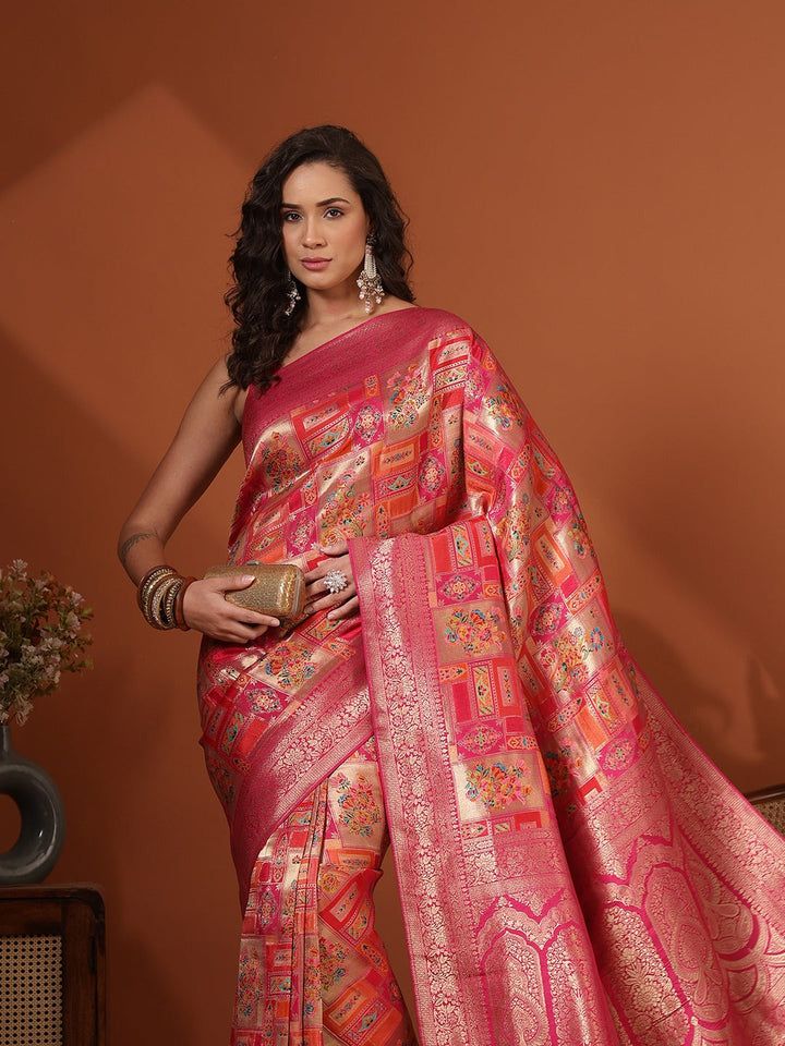 Woven Design Satin Saree