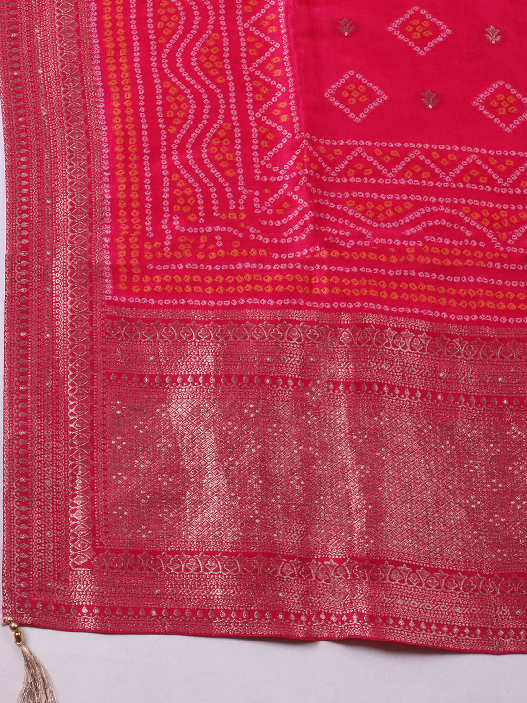 Woven Design Chanderi Unstitched Kurta With Pant &amp; Dupatta