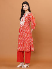 Resham Work Cotton Blend Kurti With Pants