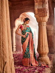 Zari Jaal Printed Woven Satin Saree