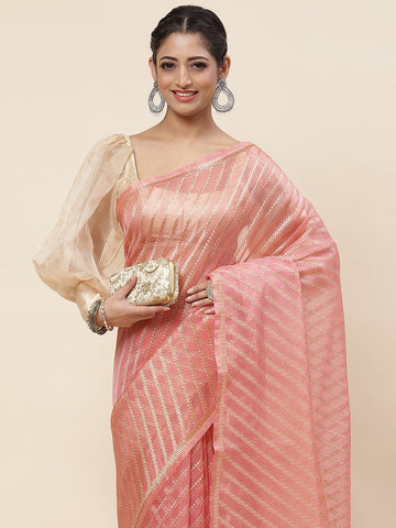 Zari Jaal Woven Organza Saree