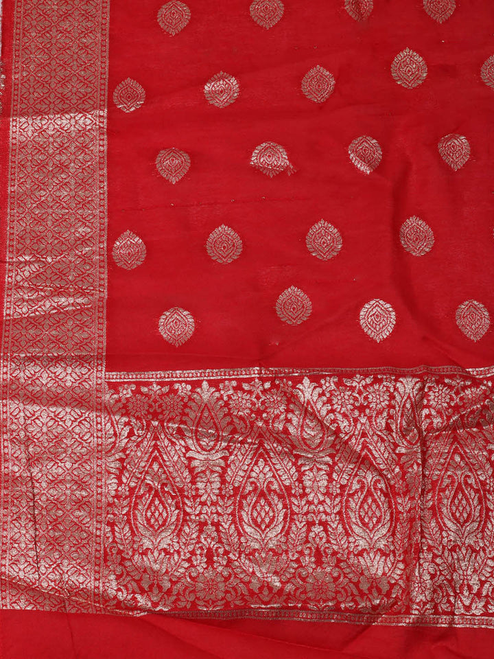 Embroidered Chanderi Unstitched Suit With Pant &amp; Dupatta