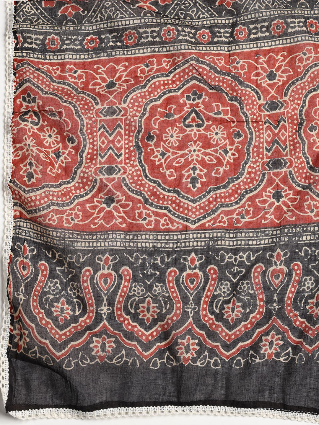 Printed Cotton Blend Unstitched Suit With Dupatta