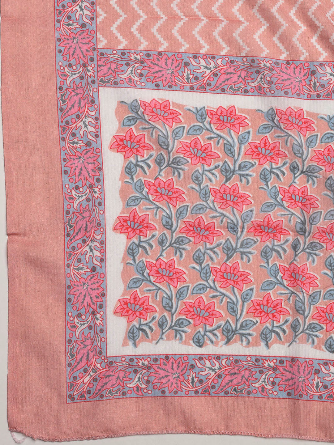 Printed Cotton Blend Unstitched Suit With Dupatta