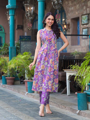 Printed Cotton Blend Kurta With Pants & Dupatta