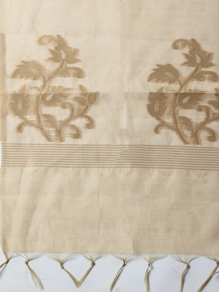 Printed Chanderi Unstitched Suit With Pant &amp; Dupatta
