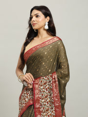 Digital Printed Cotton Blend Woven Saree