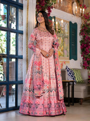 Printed Art Crepe Anarkali Suit Set With Dupatta