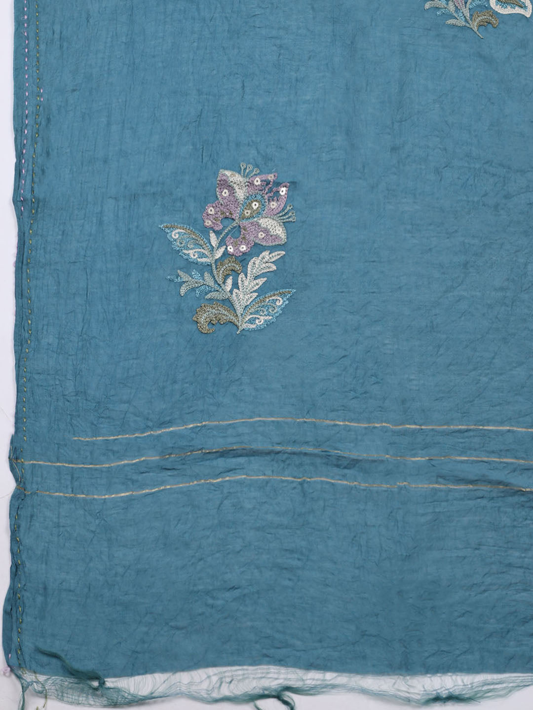 Embroidered Muslin Unstitched Suit With Pant &amp; Dupatta