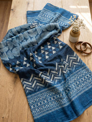 Embroidered Chanderi Unstitched Suit With Pant & Dupatta