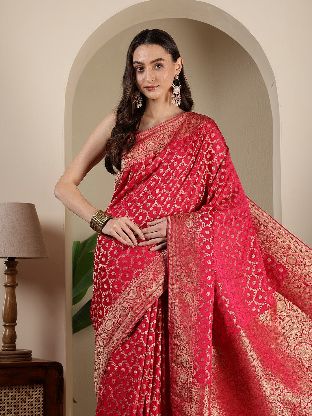 Woven Design Satin Saree