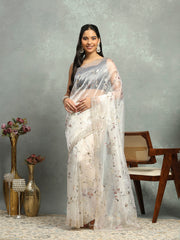 Foil Floral Printed Organza Saree