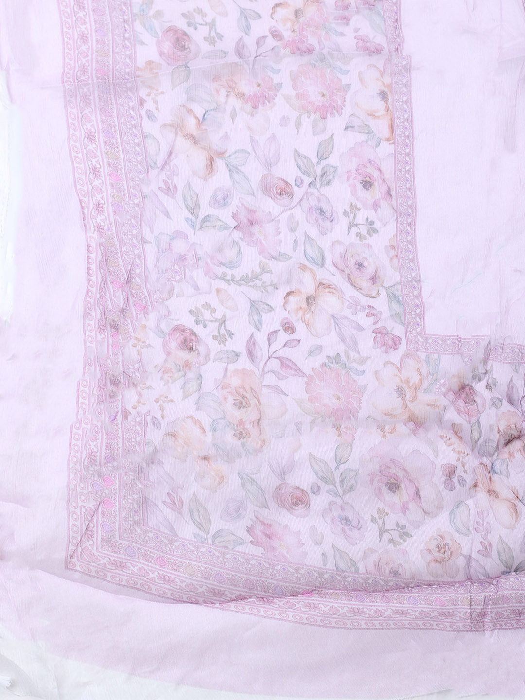 Embroidered Cotton Blend Unstitched Suit With Pant &amp; Dupatta