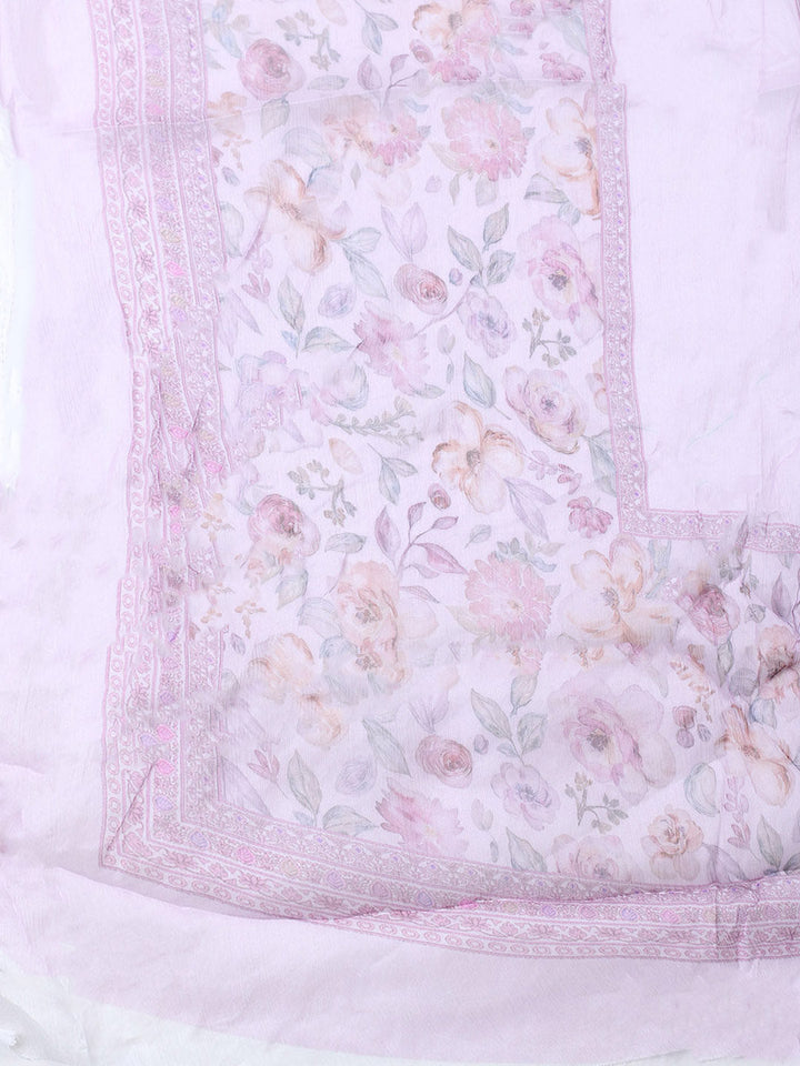 Embroidered Cotton Blend Unstitched Suit With Pant &amp; Dupatta