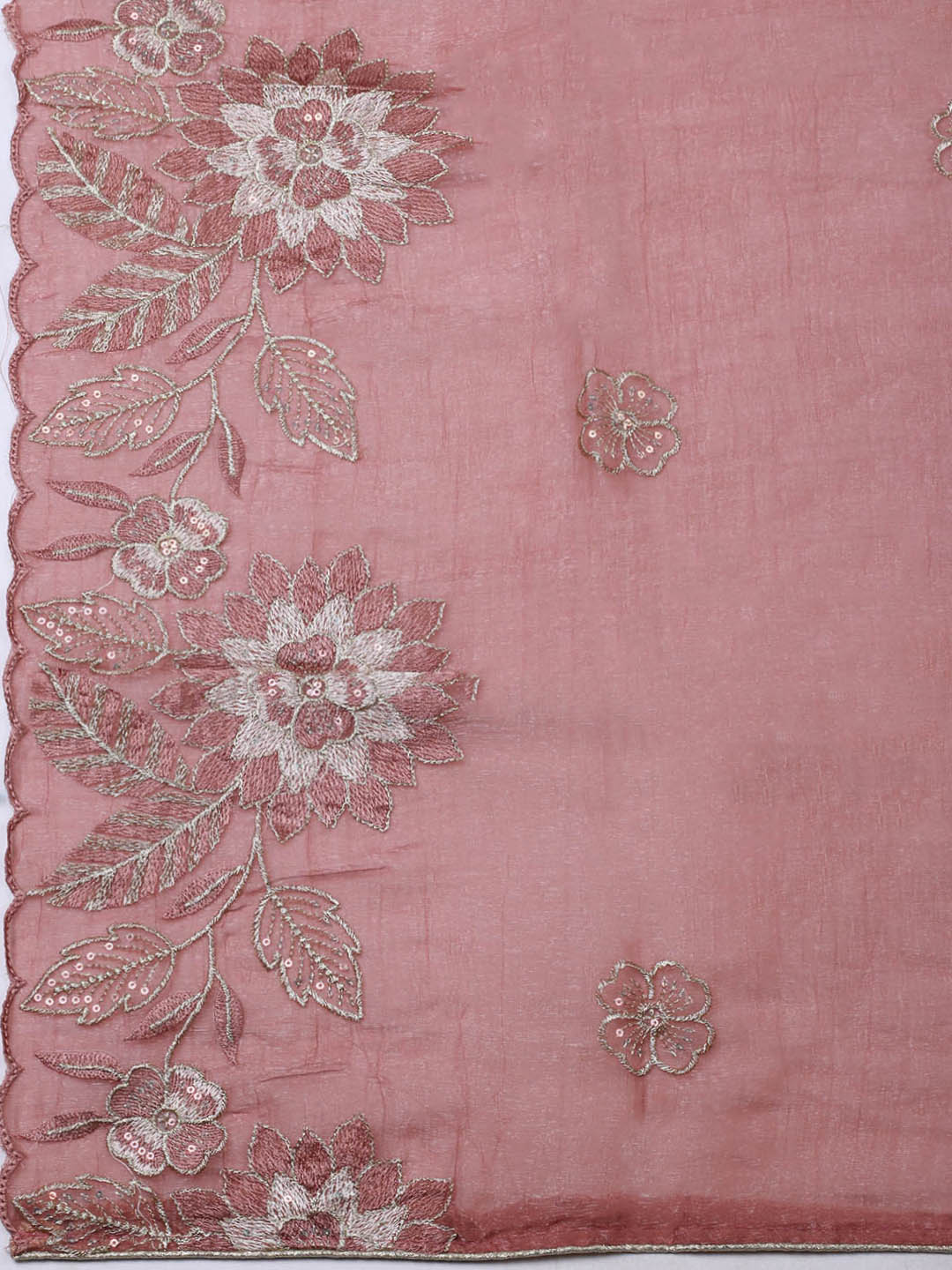 Embroidered Tissue Unstitched Suit With Pant &amp; Dupatta