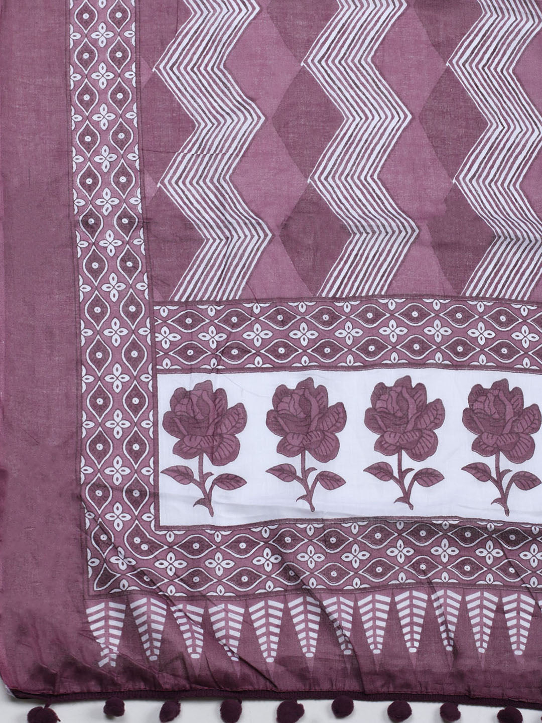 Printed Cotton Blend Unstitched Suit With Pant &amp; Dupatta