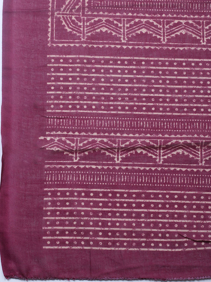 Printed Cotton Blend Unstitched Suit With Pant &amp; Dupatta