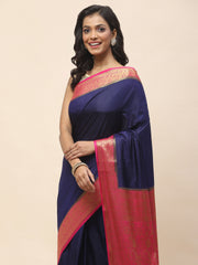 Plain Zari Border Woven Handloom Saree