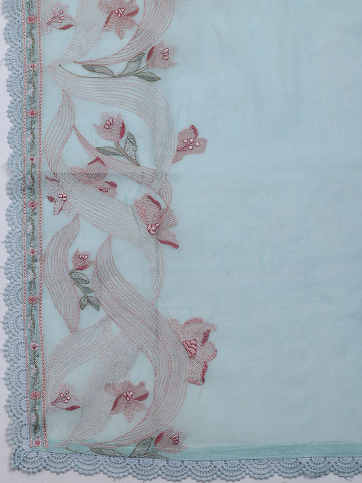 Embroidered Cotton Blend Unstitched Suit With Dupatta