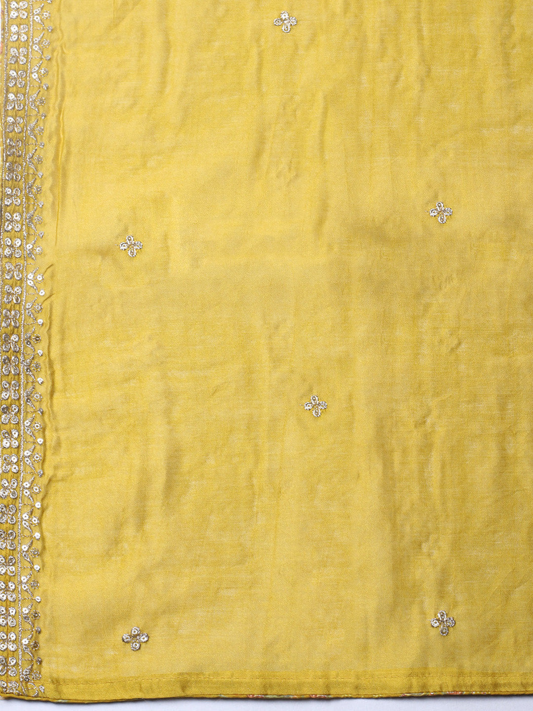 Printed Cotton Blend Unstitched Suit With Pant &amp; Dupatta