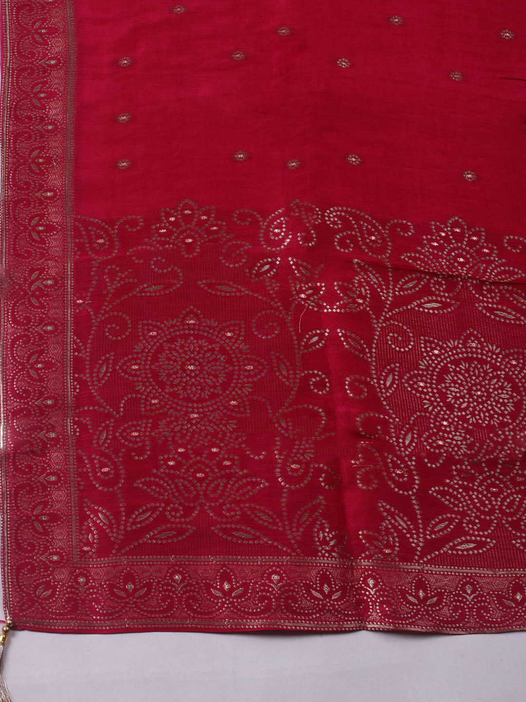 Woven Design Chanderi Unstitched Kurta With Pant &amp; Dupatta