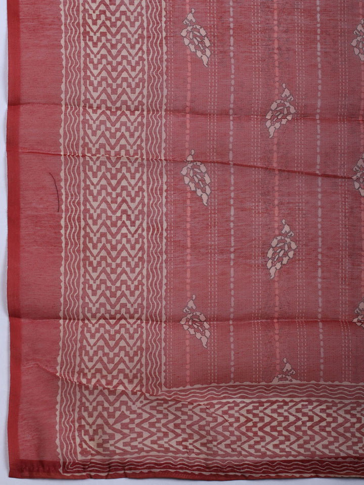 Printed Chanderi Unstitched Suit With Dupatta