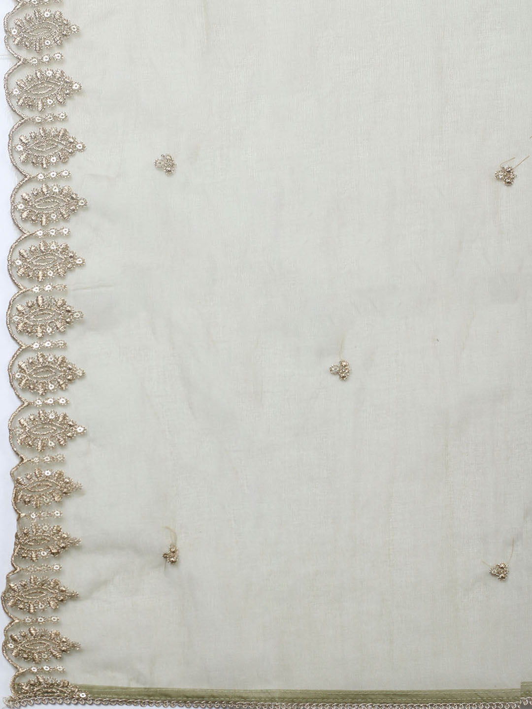 Embroidered Chanderi Unstitched Suit With Pant &amp; Dupatta