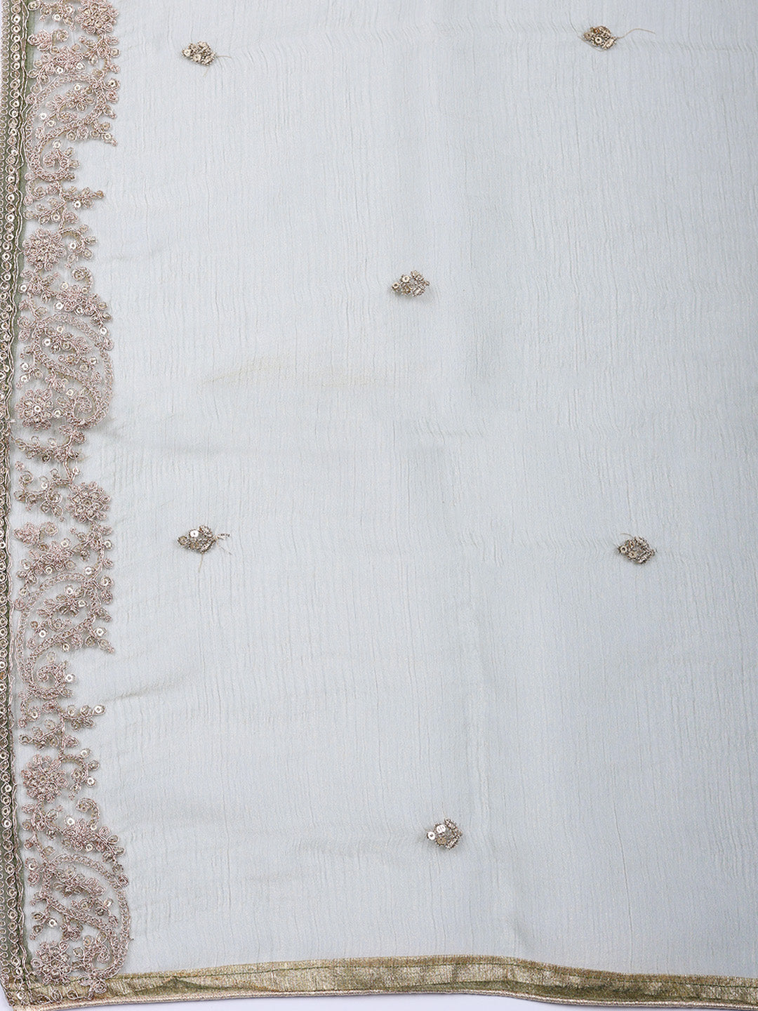 Embroidered Tissue Unstitched Suit With Pant &amp; Dupatta