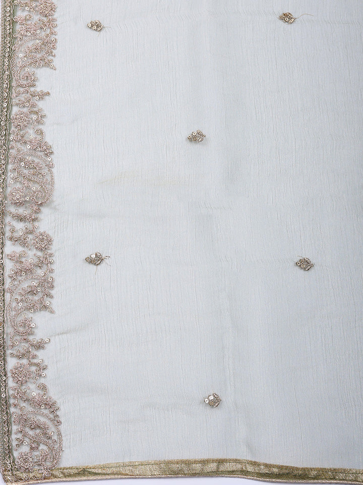 Embroidered Tissue Unstitched Suit With Pant &amp; Dupatta