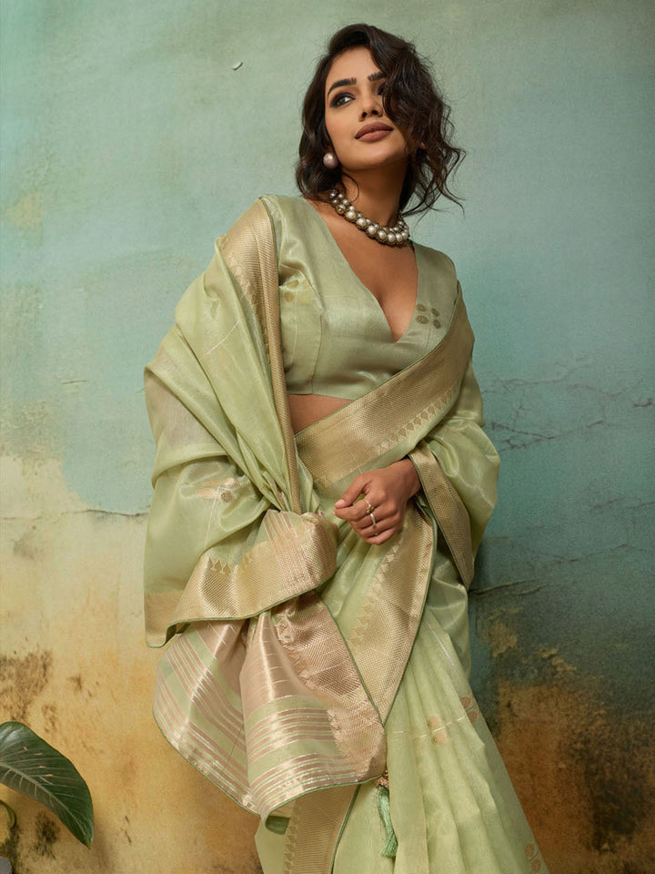 Woven Design Tissue Linen Saree
