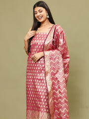 Woven Chanderi Unstitched Suit With Dupatta