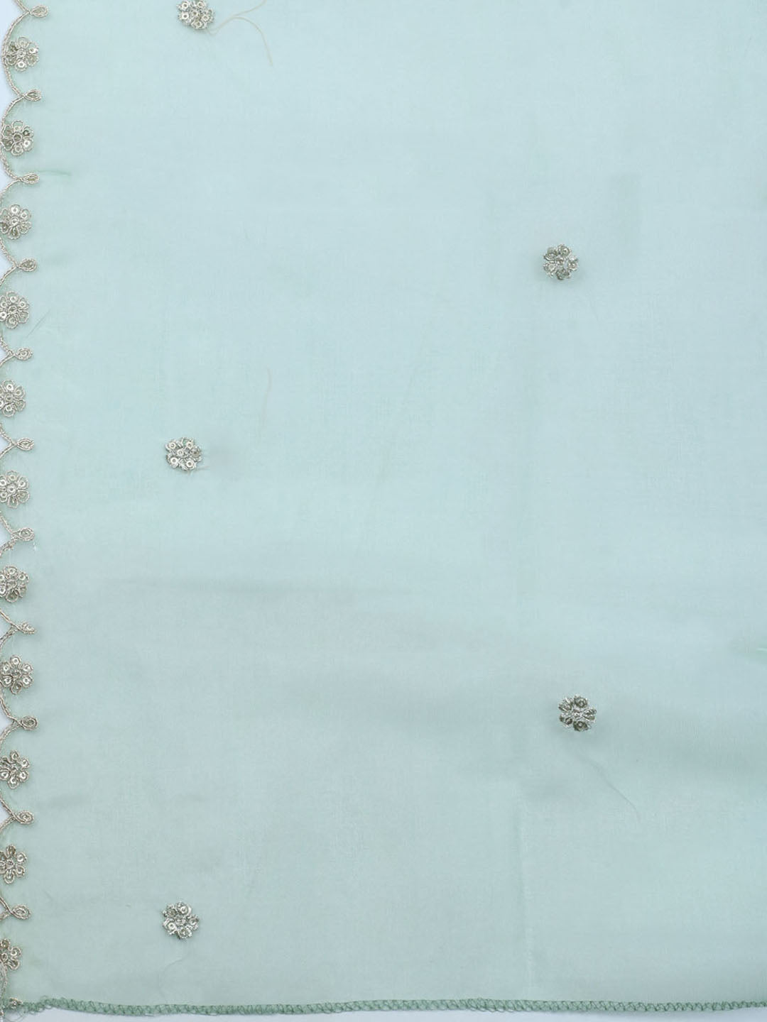 Neck Embroidered Organza Unstitched Suit With Dupatta