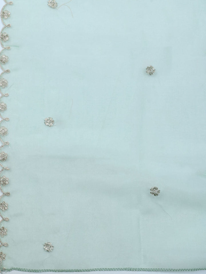 Neck Embroidered Organza Unstitched Suit With Dupatta