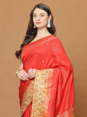 Zari Border Booti Art Silk Woven Saree