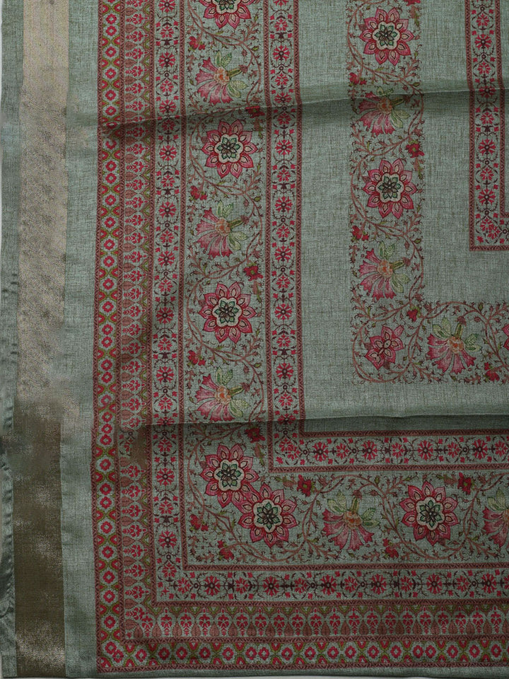 Embroidered Tussar Unstitched Suit With Dupatta