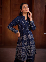 Printed Crepe Kurta With Pants
