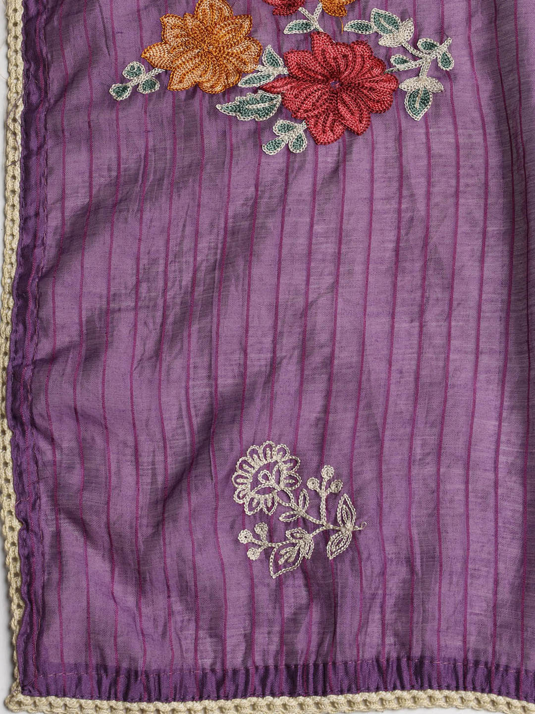 Embroidered Chanderi Unstitched Suit With Dupatta