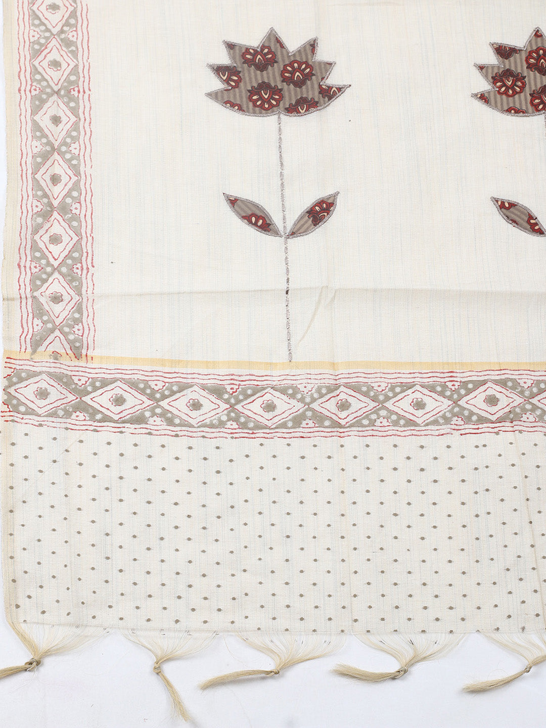 Printed Cotton Blend Unstitched Suit With Pant &amp; Dupatta