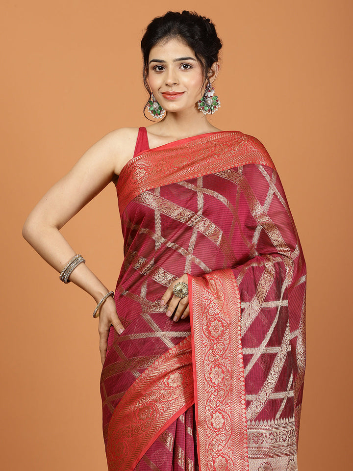 Zari Jaal Cotton Woven Saree