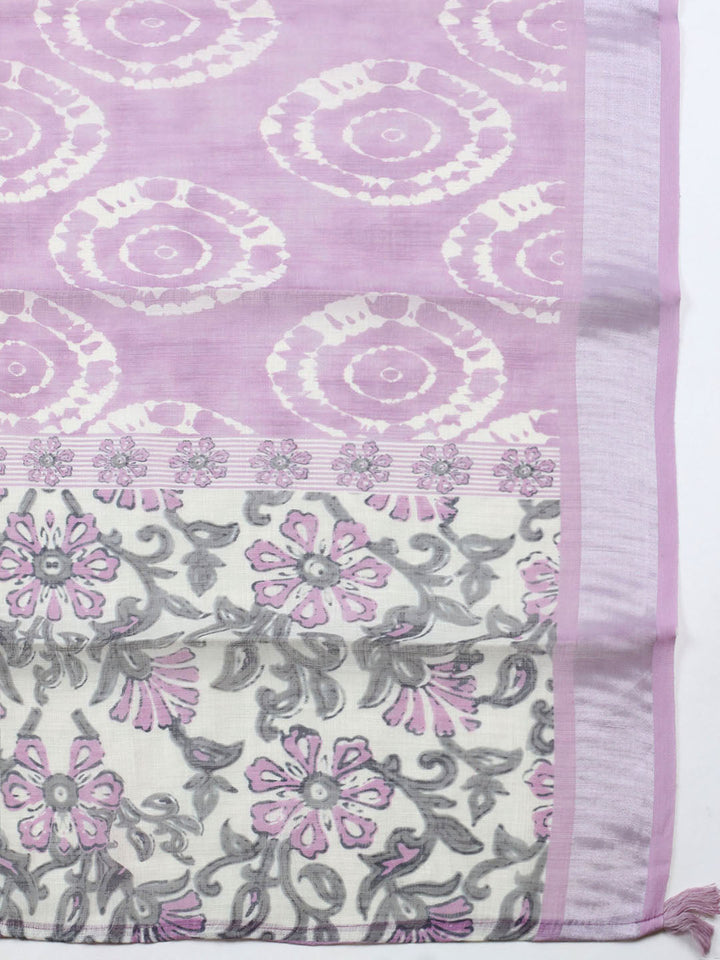 Embroidered Linen Blend Unstitched Suit With Pant Dupatta