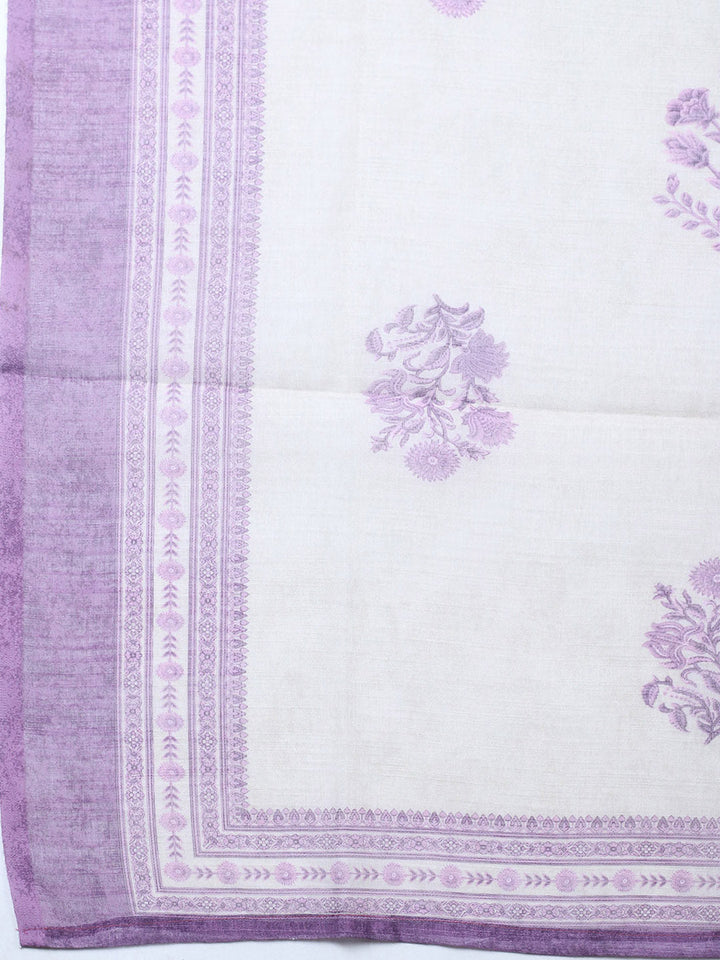 Embroidered Cotton Blend Unstitched Suit With Pant &amp; Dupatta