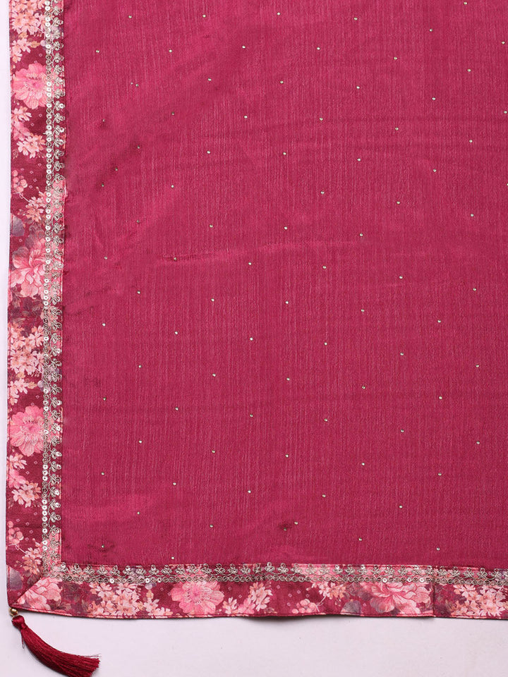 Printed Chinon Unstitched Suit With Pant &amp; Dupatta