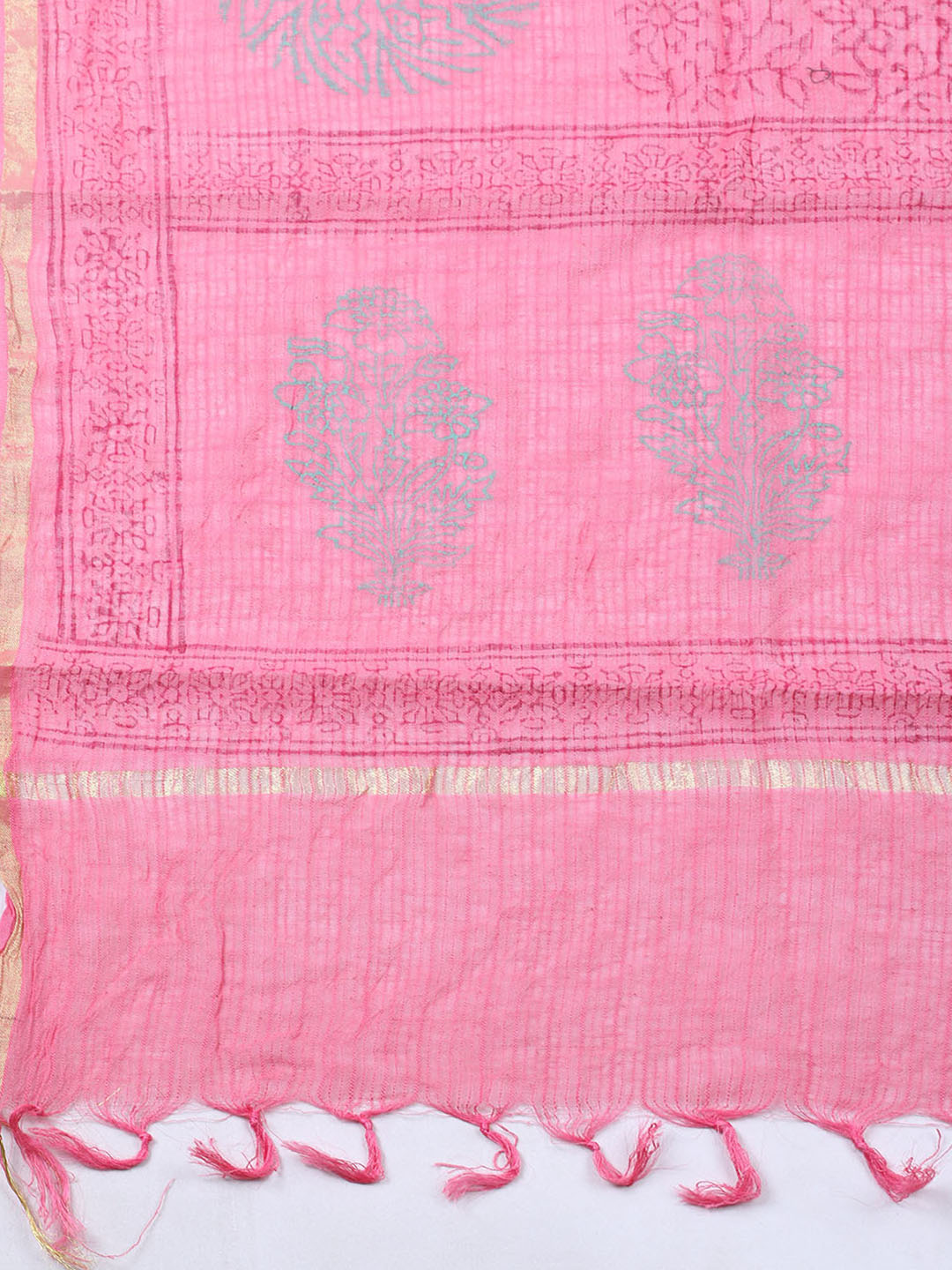 Printed Cotton Blend Unstitched Suit With Pant &amp; Dupatta