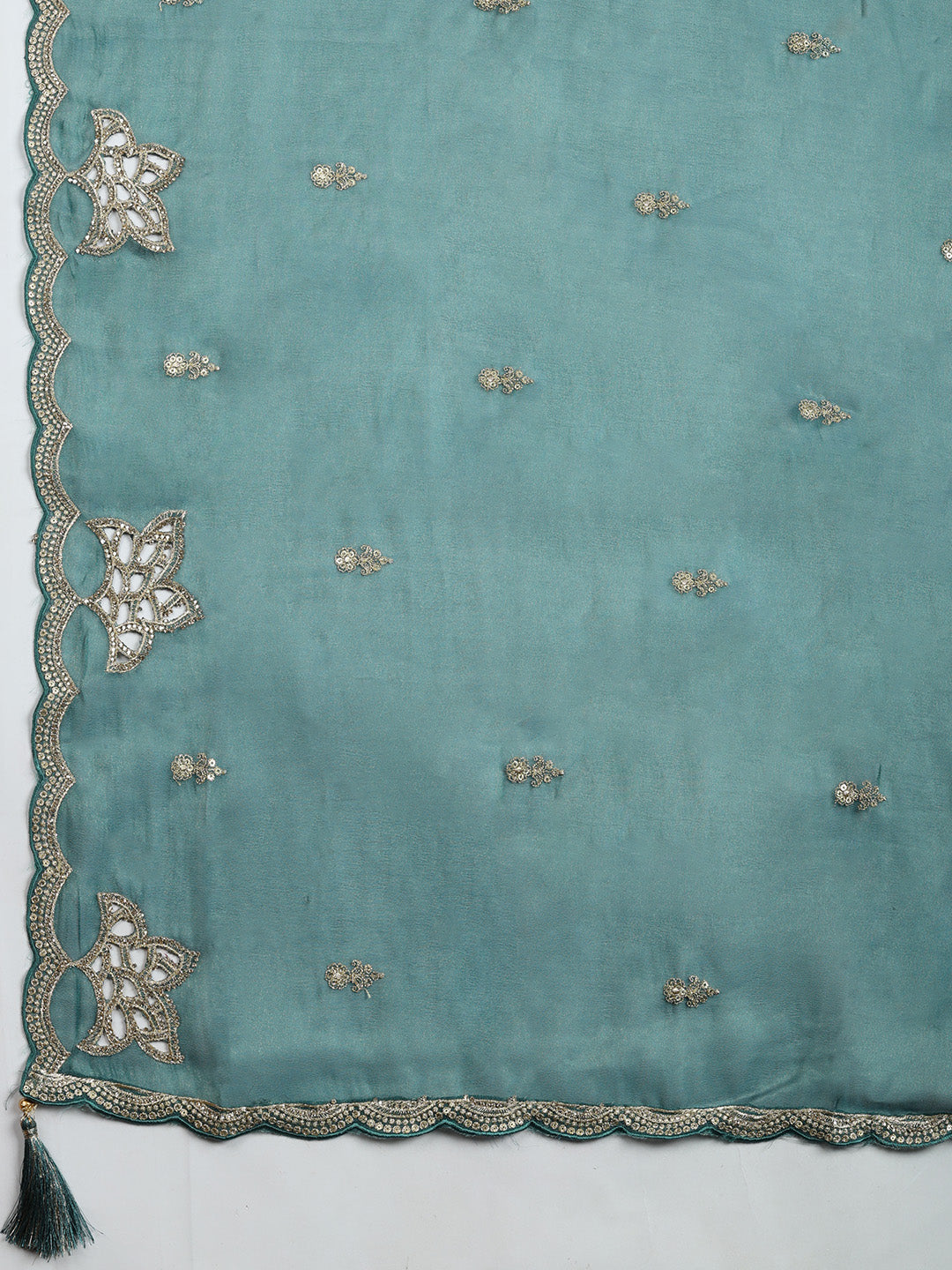 Embroidered Tissue Unstitched Suit With Pant &amp; Dupatta
