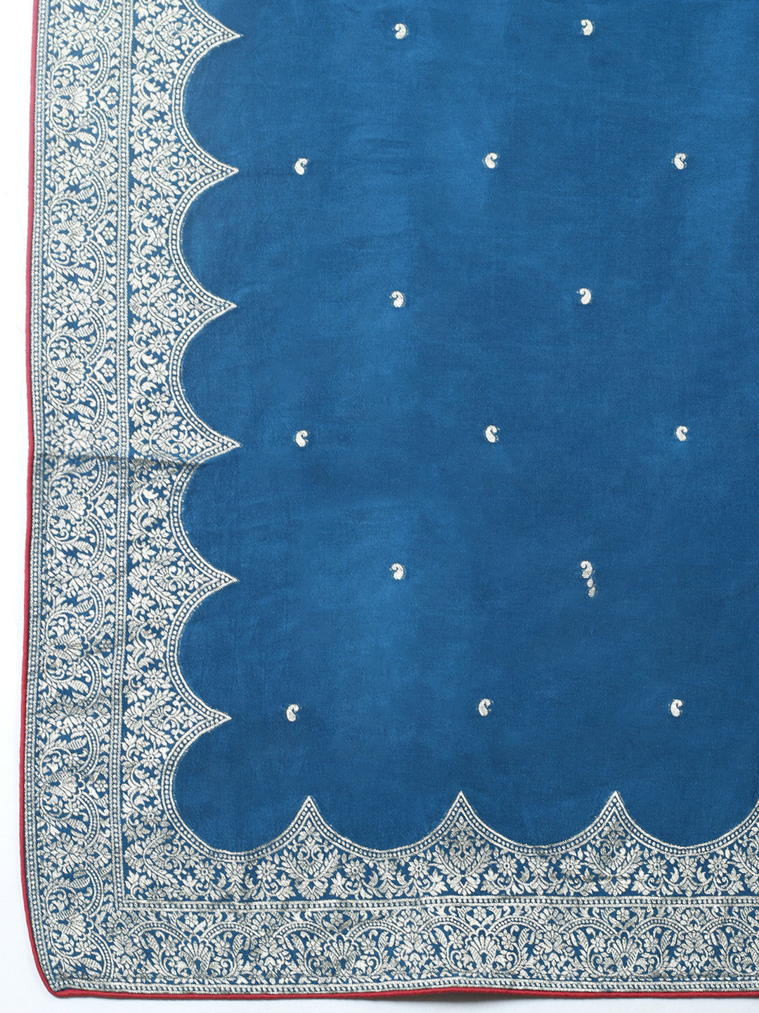 Embroidered Chanderi Unstitched Suit With Pant &amp; Dupatta