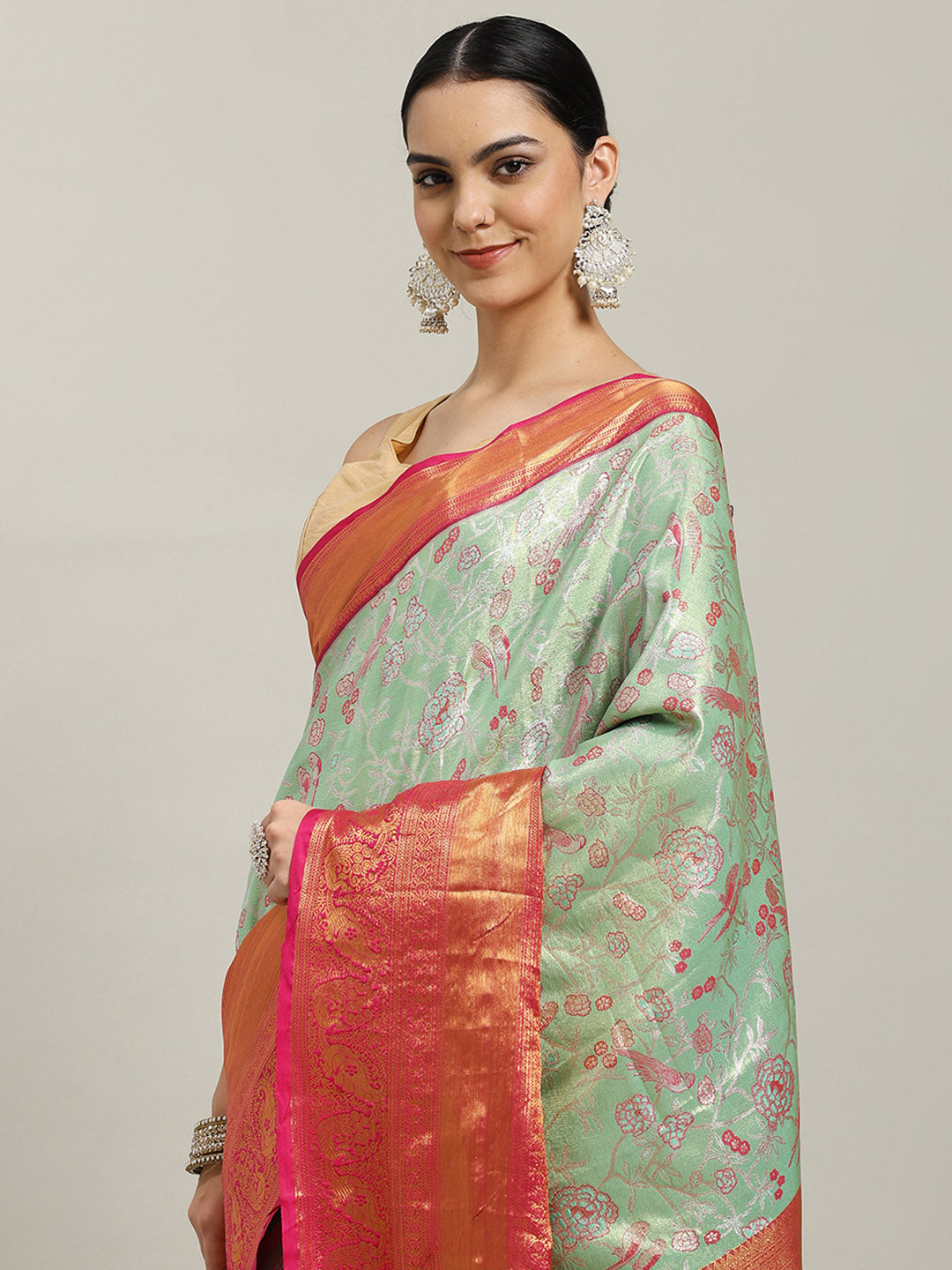 Woven Brodcade Zari Jaal Art Silk Saree